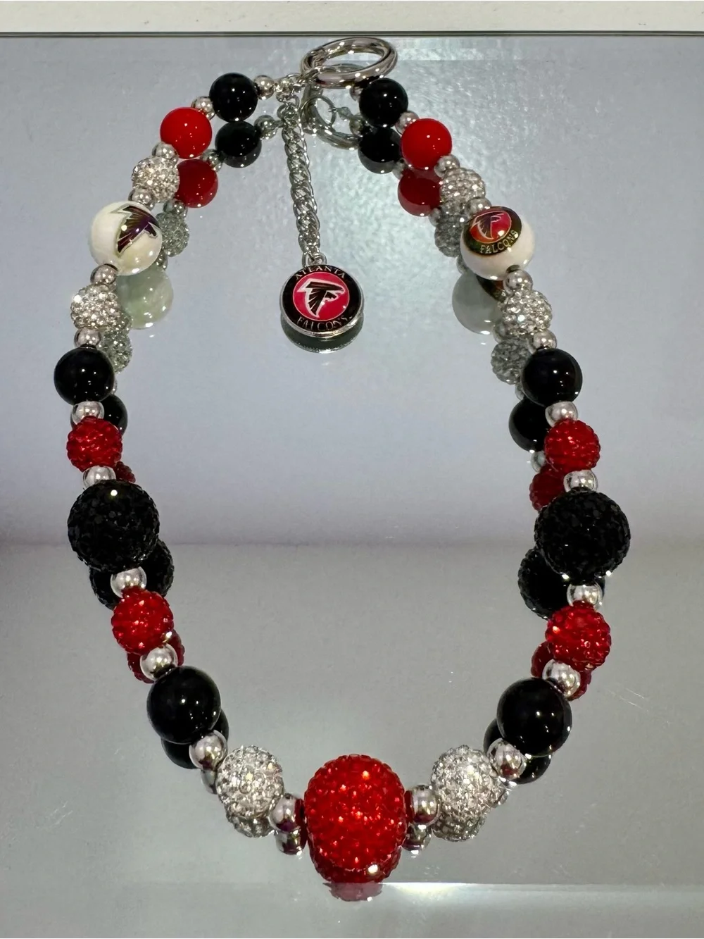 New Red & Black Beaded Charm Phone Chain